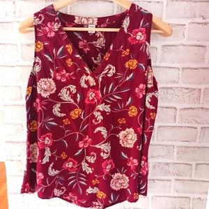 Old Navy • Women's Sleeveless Floral V-Neck Wine Tank-Style Tunic Top